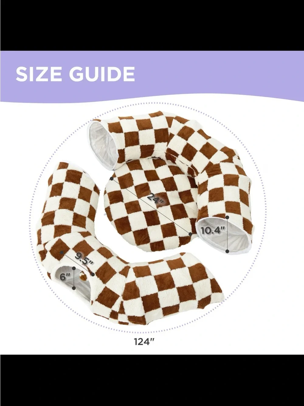 BROWN COZY CHECKERED PLUSH CAT TUNNEL
